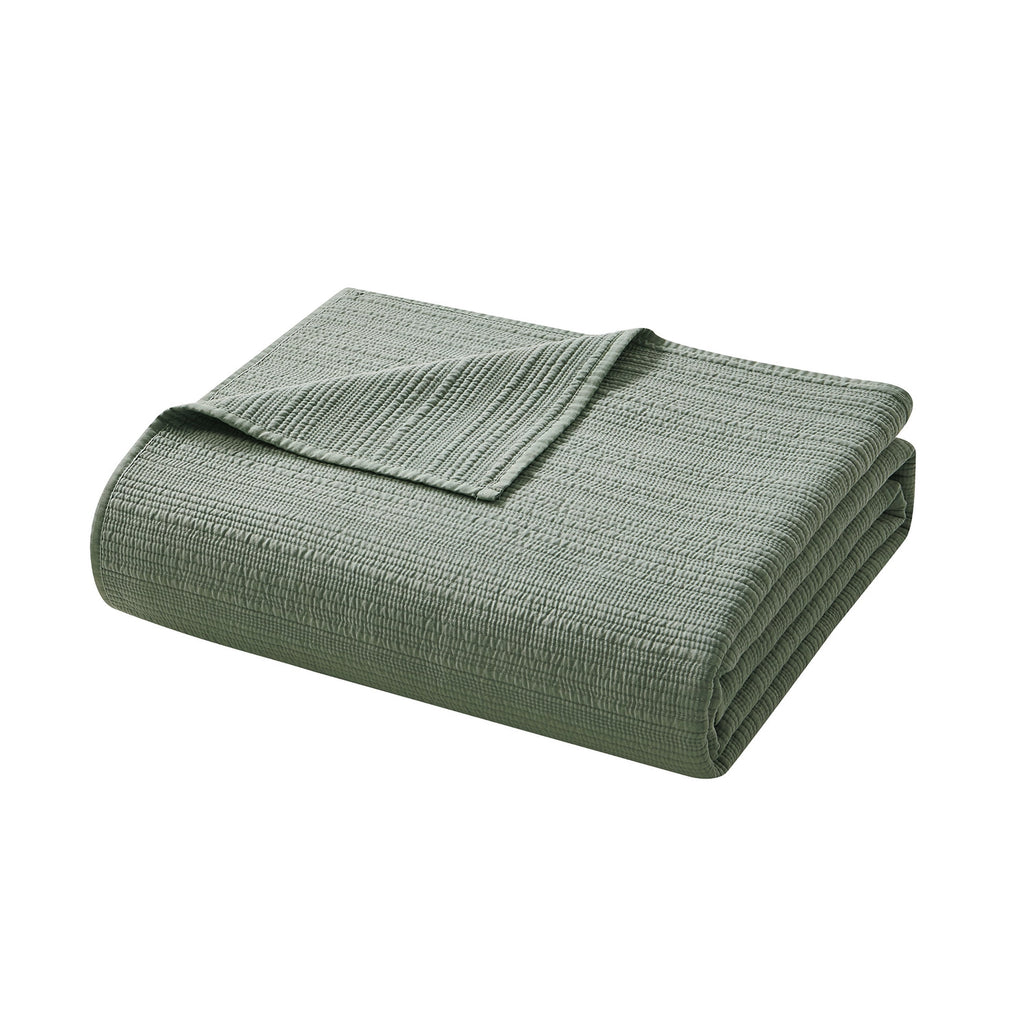 Mainstays Garment Washed Stripe Quilt, Full/Queen, Light Green, Soft Microfiber Bedding