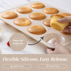 COOK WITH COLOR 17-Pc Silicone Baking Set, Non Stick Baking Pan Set with Sturdy Metal Frame, Taupe