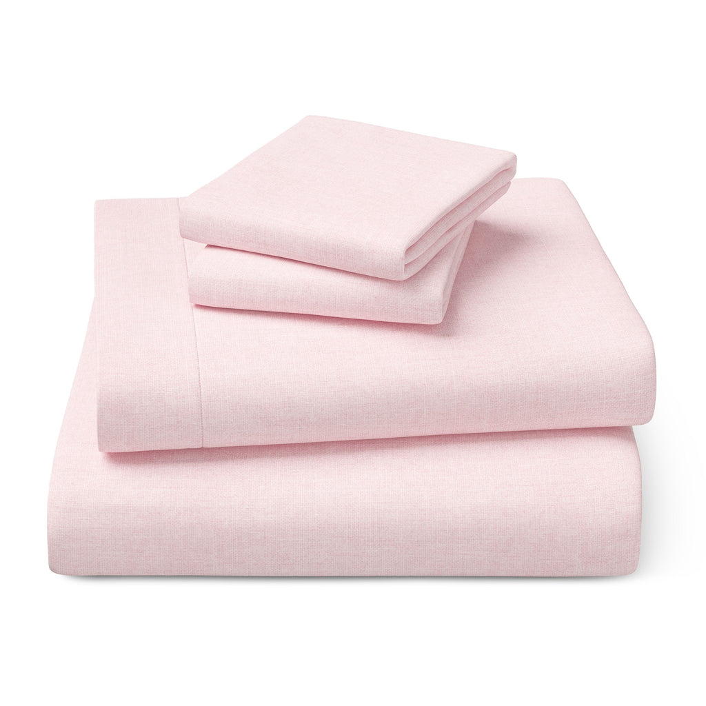 Mainstays Kids 100% Cotton Percale Bed Sheet Set, Full, Light Pink, 4 Pieces
