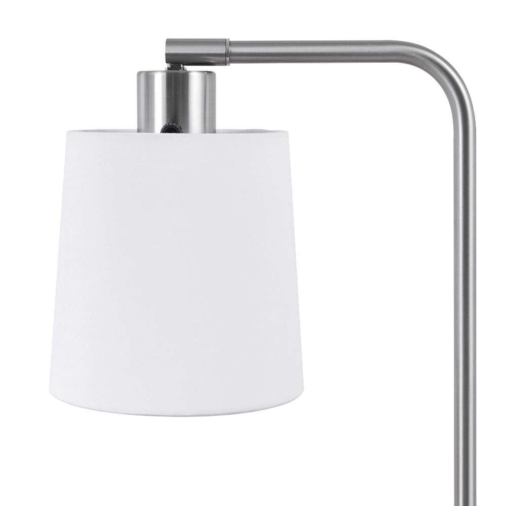 Better Homes & Gardens Modern Desk Lamp with Outlet, Brushed Nickel Base & Fabric Shade, 18.26 Inches