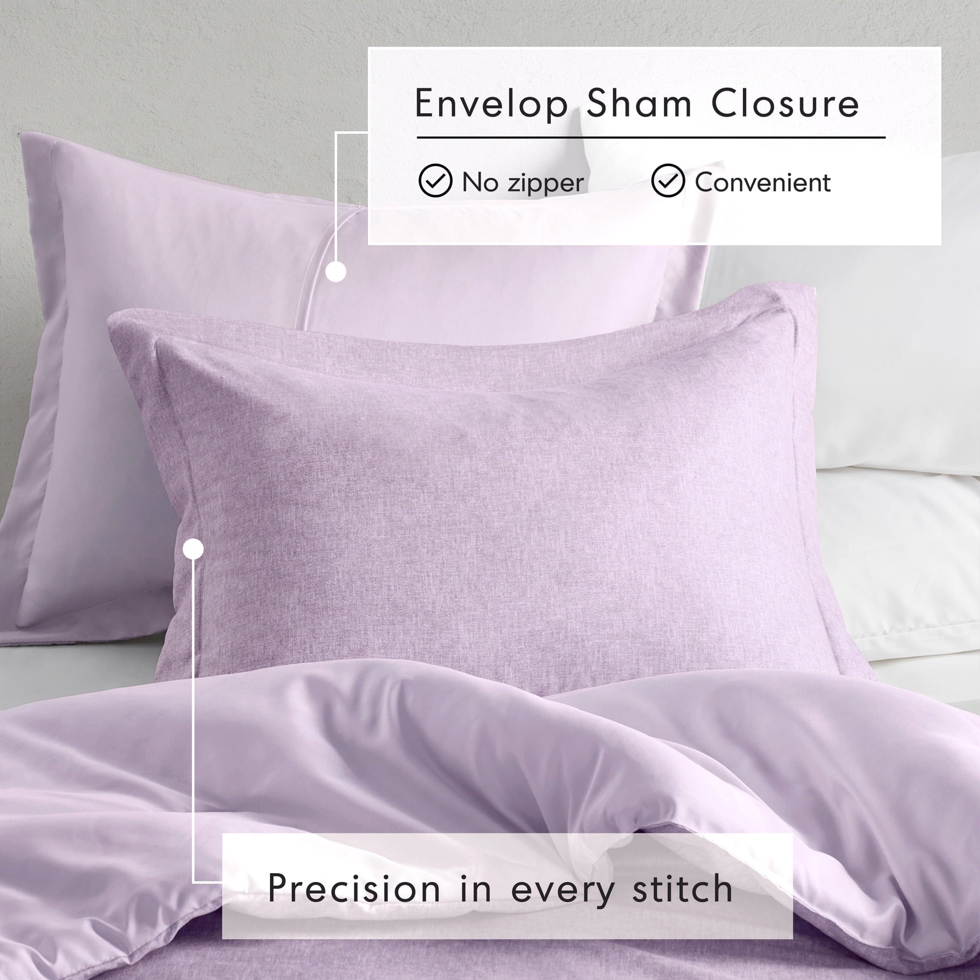 Regency Heights King/Cal King Comforter Sets, Reversible 3 Piece Extra Soft Bedding Set, Chambray Print Purple Comforter Bed Set with Pillow Shams