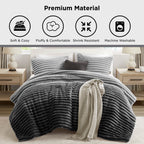 Regency Heights King/Cal King Fluffy Ribbed Plush Comforter Set 3-Piece Bedding Set Grey Ombre