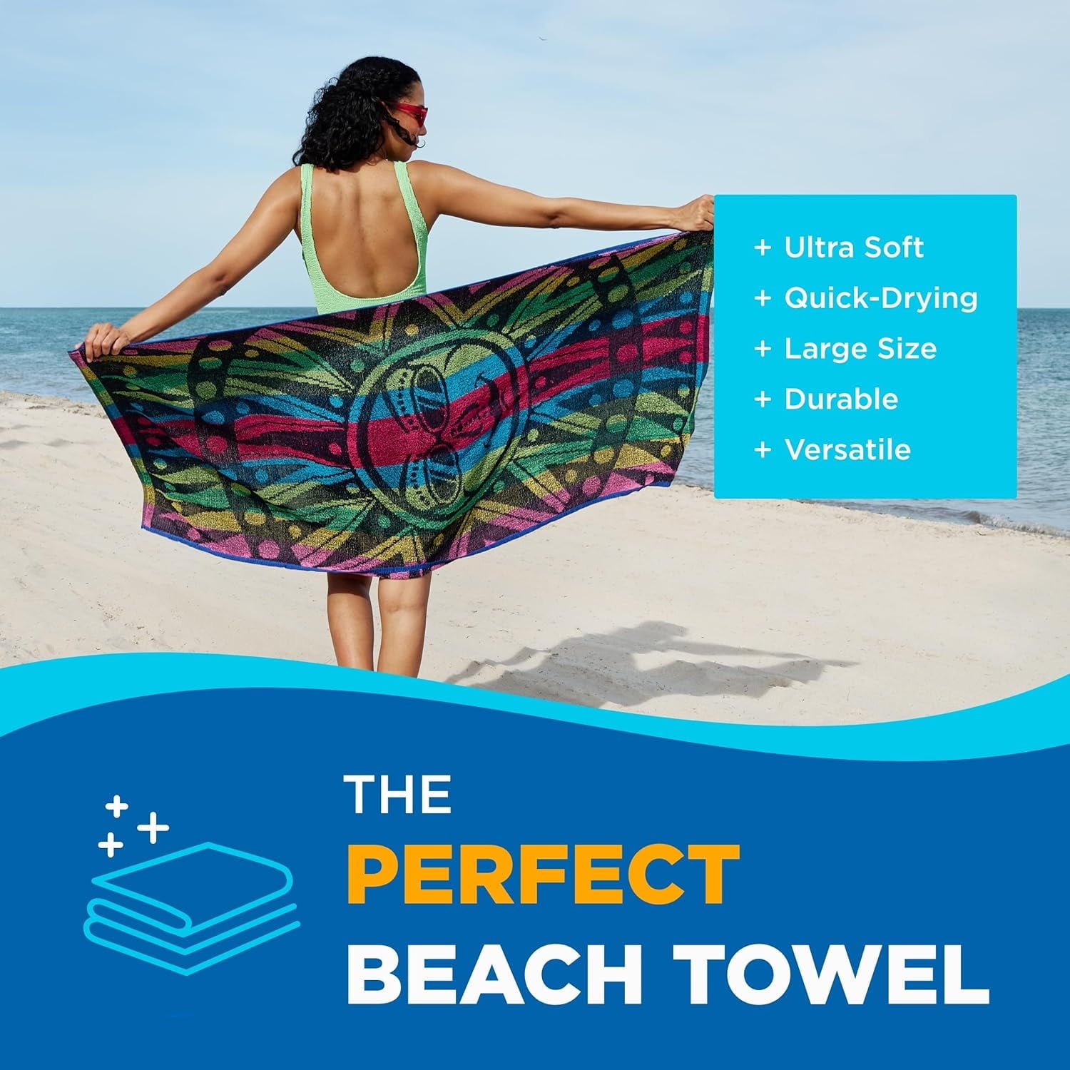 Kaufman - 6 Pack Terry Beach & Pool Towel of Assorted Colors - 30in x 60in, Beach Towels