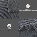 Jessy Home 3 Piece Fleece Queen Comforter Set - Soft & Warm Fluffy Dark Gray Sherpa Bedding , Fuzzy Heavy Double Sided Design Winter Comforter with 2 Pillow Cases