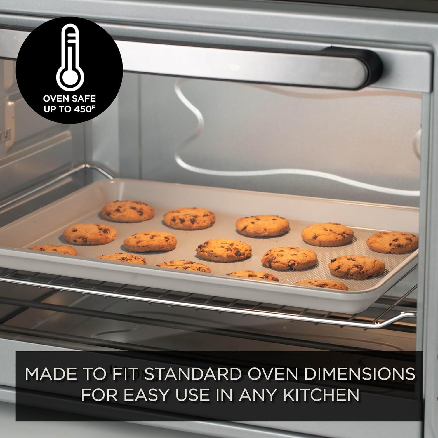 Country Kitchen Heavy Duty Baking Pans Bakeware Set with Textured Silicone Coating, Cream, 6-Piece