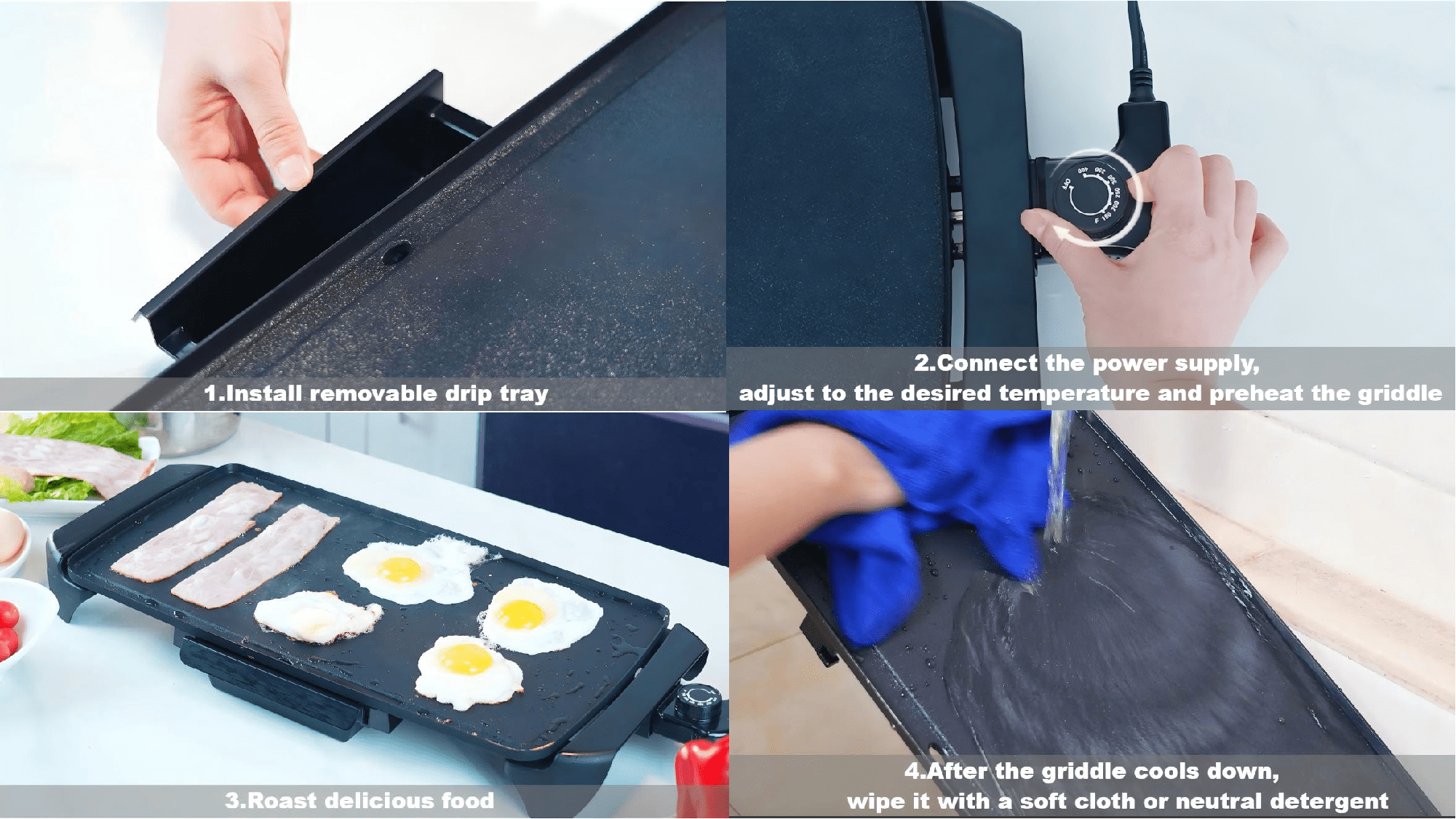 Mainstays 20 inch Electric Griddle - Non-Stick, Temperature Control,1500 W,Ceramic Coating