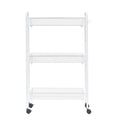 Mainstays Slim 3-Tier Rolling Bathroom Storage Cart with Hooks in White Finish