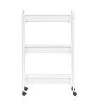 Mainstays Slim 3-Tier Rolling Bathroom Storage Cart with Hooks in White Finish
