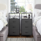 Mainstays 3 Drawer Fabric Nightstand with USB, Grey