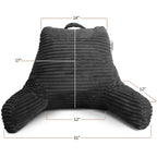 Nestl Backrest Reading Pillow, Back Support Pillow with Arms, Shredded Memory Foam Bed Rest Pillow, Dark Gray