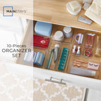 Mainstays 10-Piece Organizer Set Clear Plastic for Bathroom Storage