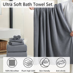 Jessy Home 4 Pack Oversized Bath Sheet Towels 700 GSM Ultra Soft Dark Gray Bath Towel Set