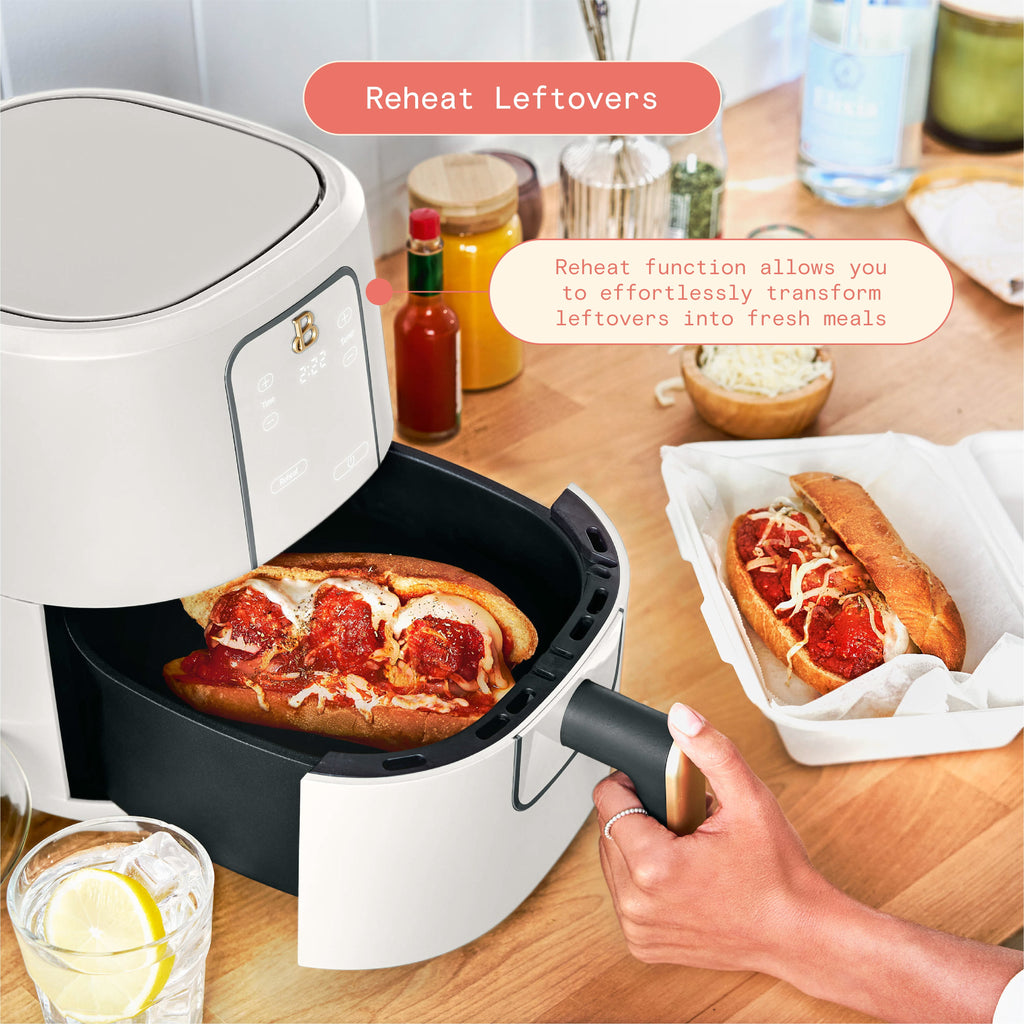 Beautiful 3 Qt Air Fryer with TurboCrisp Technology, EverGood Ceramic Nonstick Coating, White Icing by Drew Barrymore
