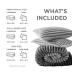 Regency Heights King/Cal King Fluffy Ribbed Plush Comforter Set 3-Piece Bedding Set Grey Ombre