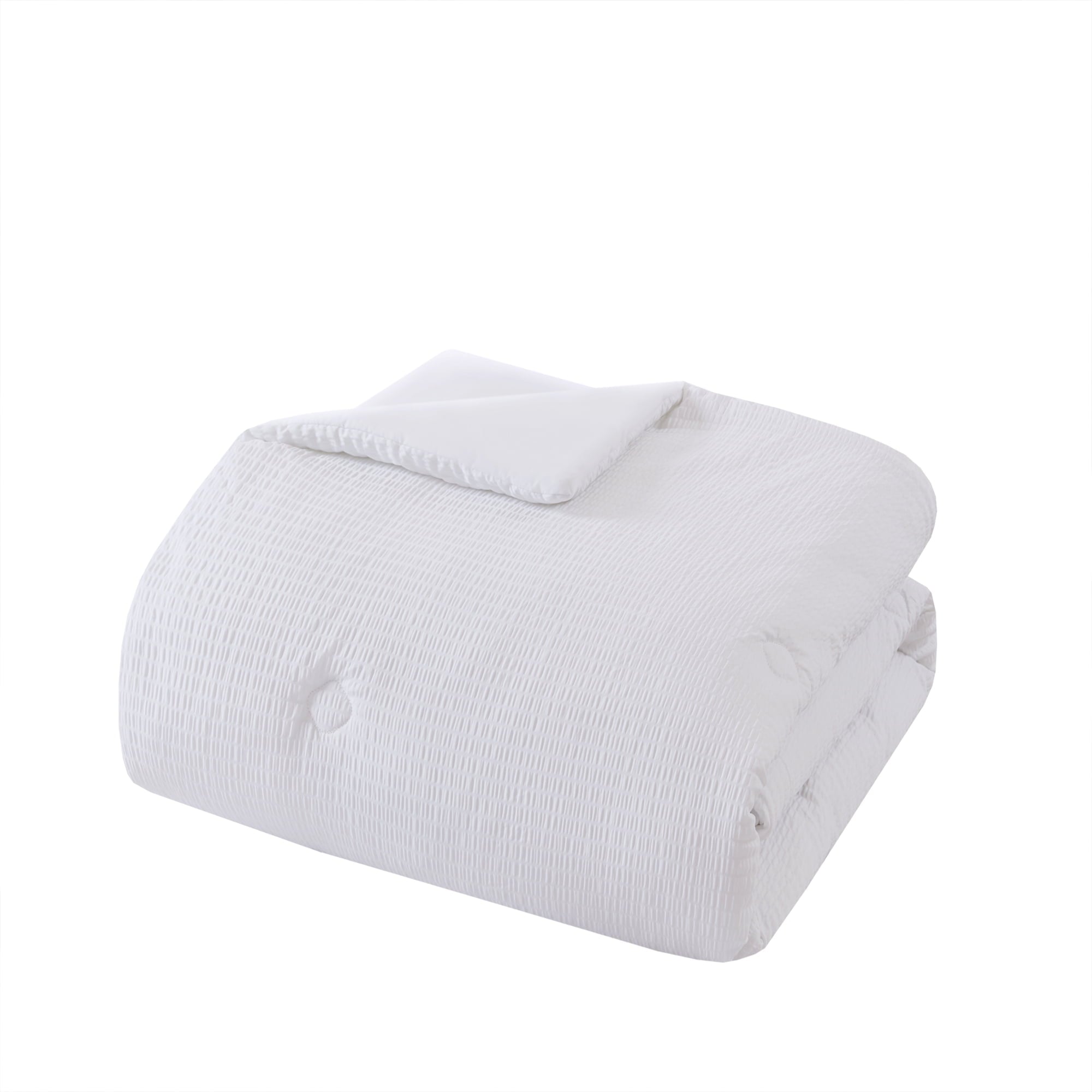 Mainstays Full/Queen Comforter, Reversible Down Alternative, All-Season, White Seersucker