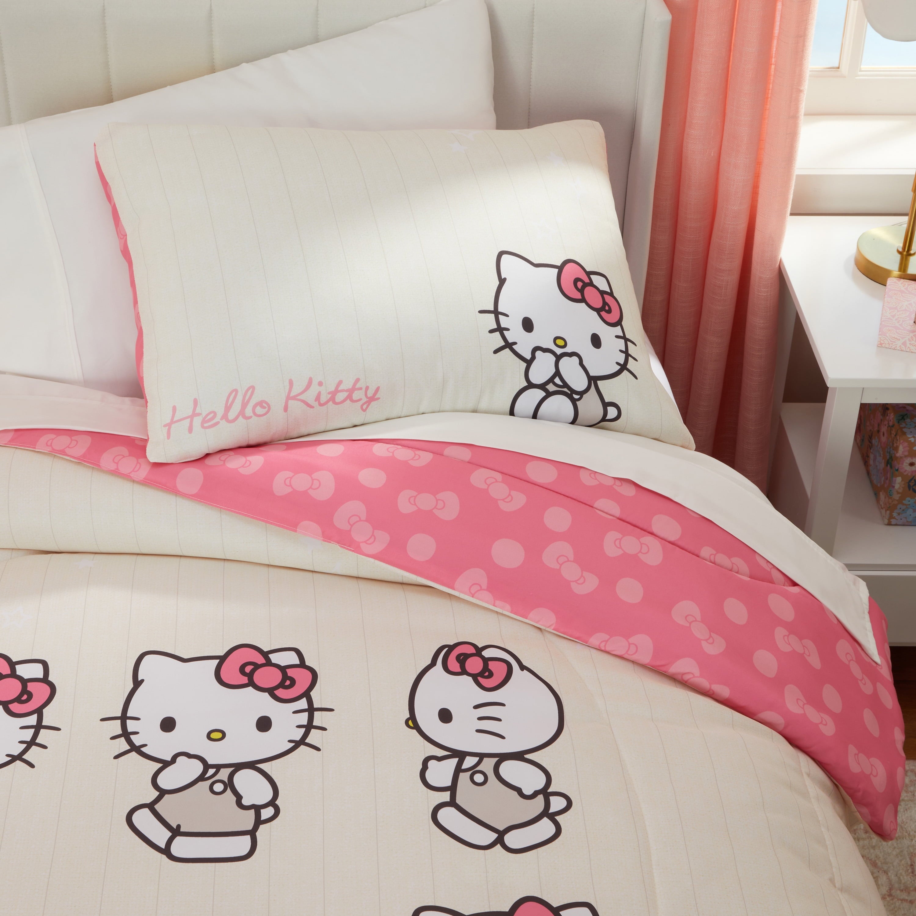 Hello Kitty Reversible Comforter and Sham Set, Twin/Full, Sanrio