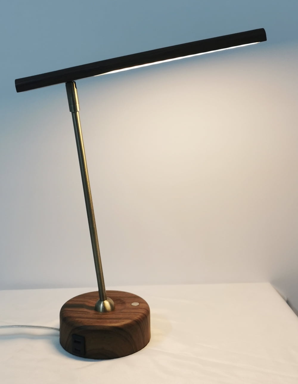 Better Homes & Gardens Modern LED Desk Lamp with Wood Grain Finish, USB & AC Outlet
