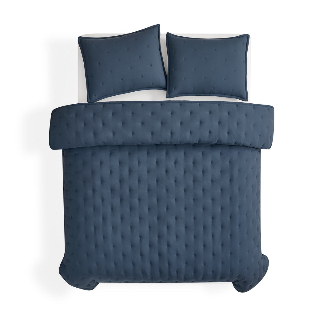 Mainstays Full/Queen Comforter Set, All-Season, 3-Piece, Navy