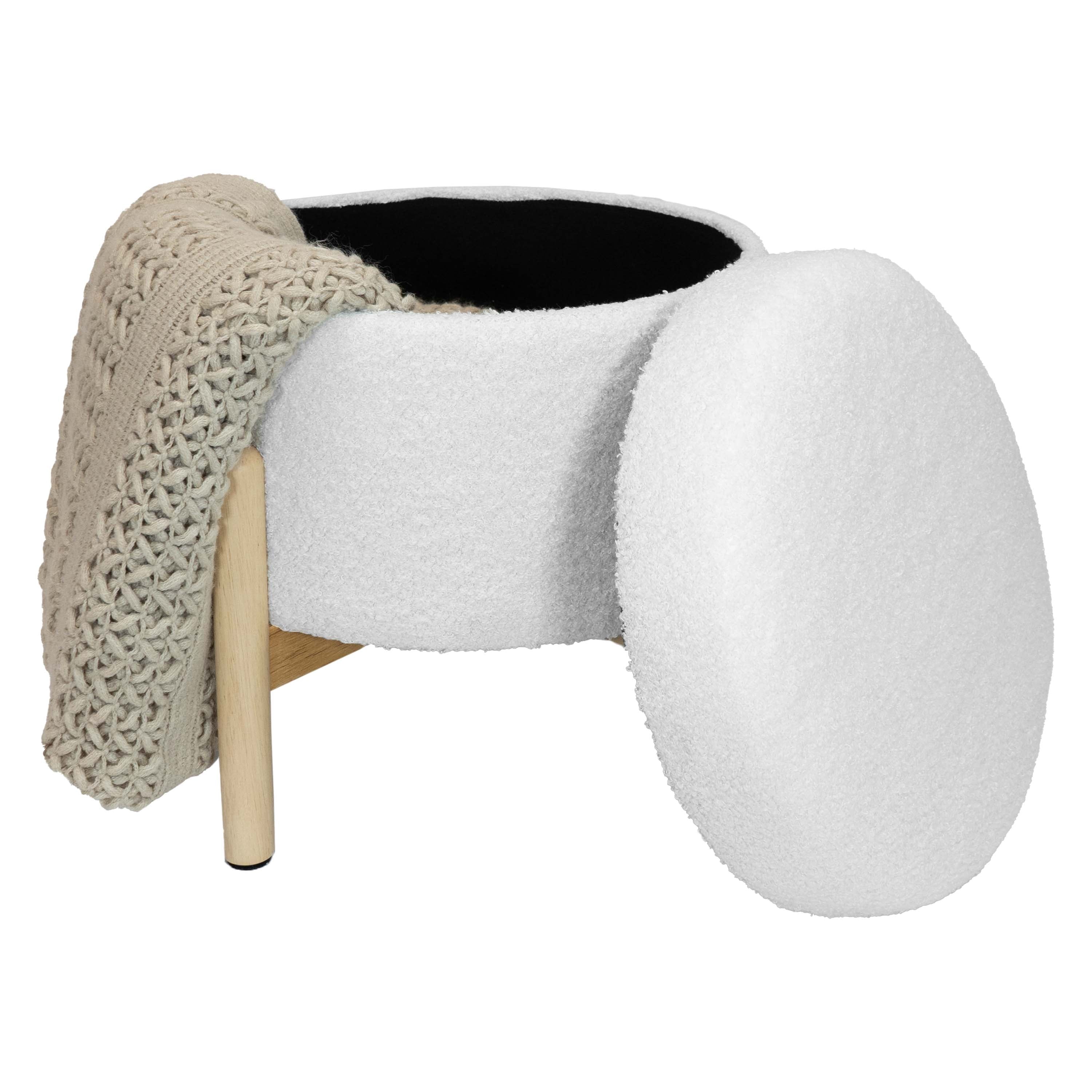 Mainstays Modern Dowel Ottoman, Cream Boucle