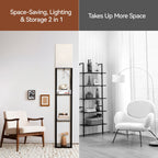 SUNMORY 63'' Floor Lamps with Shelves, Home Standing  Lamp, Include 1000 Lumens Lighting Bulbs, Shelf Floor Lamp, Black Floor Lamps for Living Room, Bedroom, Lamp with Storage Dustproof, UL Certified