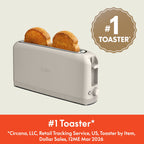 bella 2-Slice Slim Toaster with Extra Long Slot, 6 Setting Shade Control with Reheat & Cancel Buttons, Oatmilk