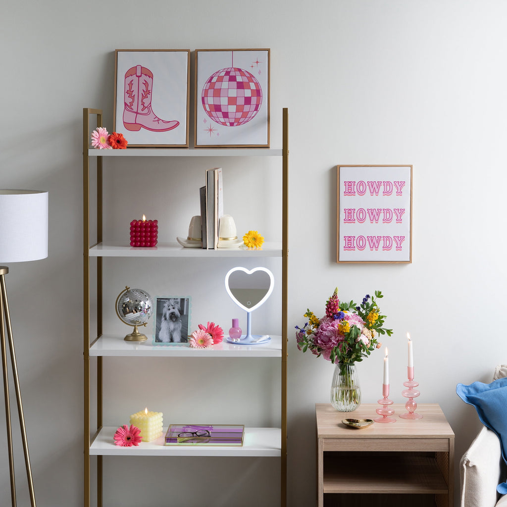 Mainstays 3 Pc Set Pink Western Theme Wall Art, Howdy, Boot, and Disco Globe