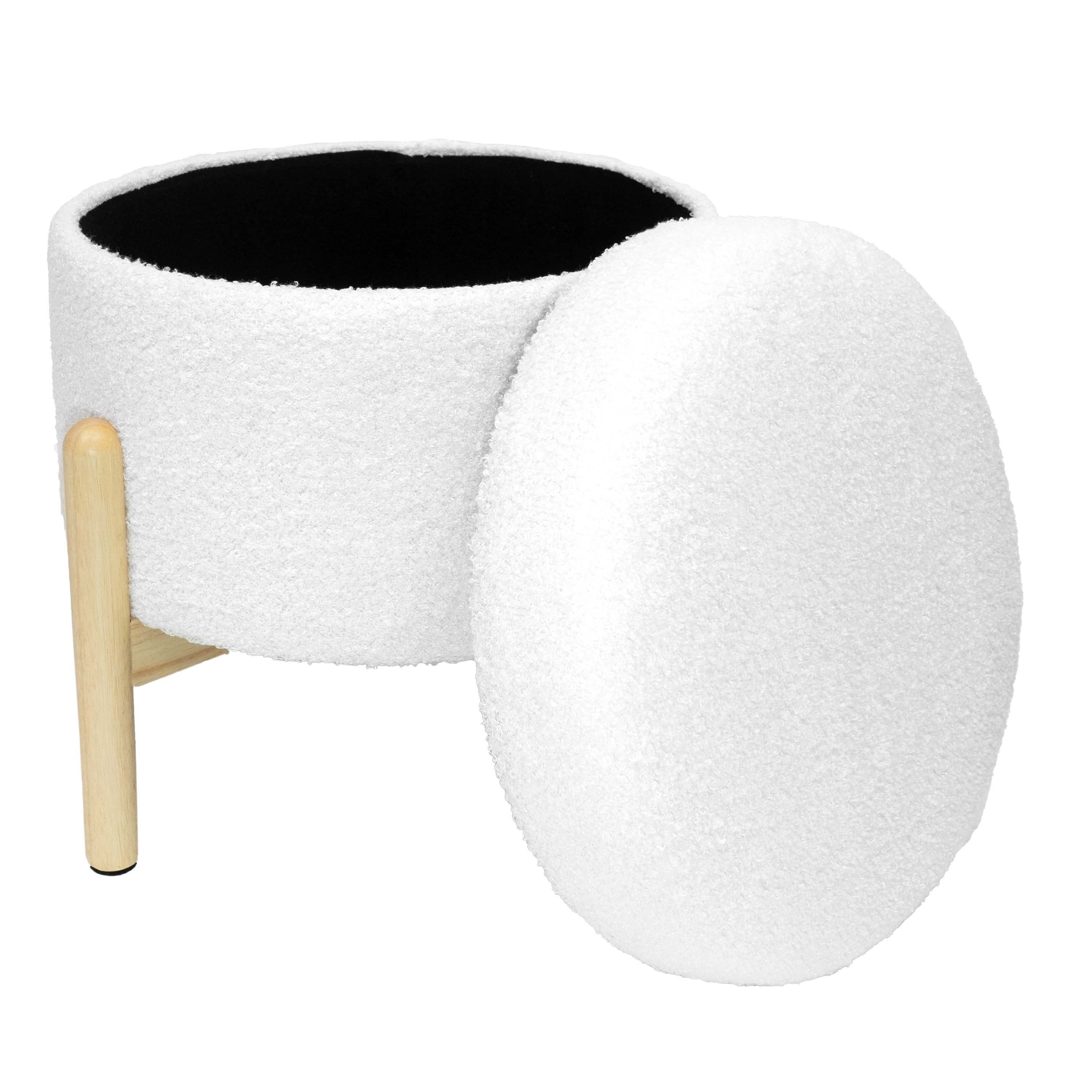 Mainstays Modern Dowel Ottoman, Cream Boucle