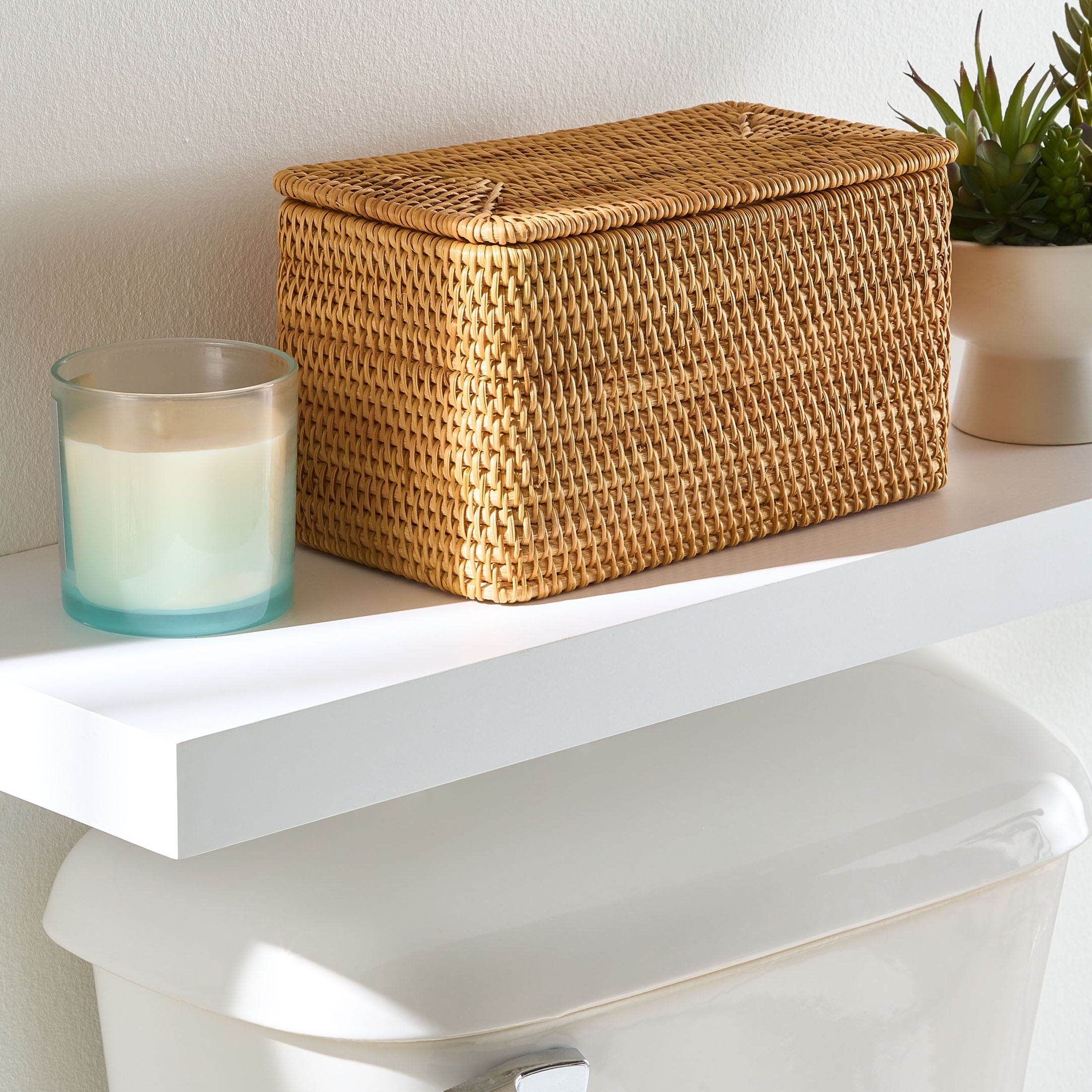 Better Homes & Gardens Brown Rattan Organizer Basket with Lid