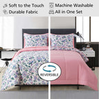 Mainstays 7-Piece Reversible Bed in a Bag with Laundry Tote, Purple Floral, Queen