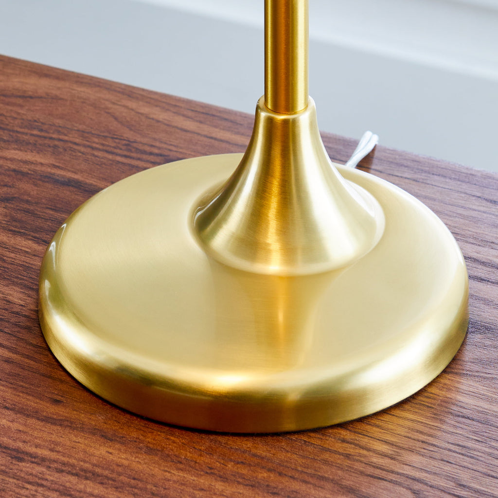 Better Homes & Gardens 19" Gold/White Modern Glass Banker Desk Lamp