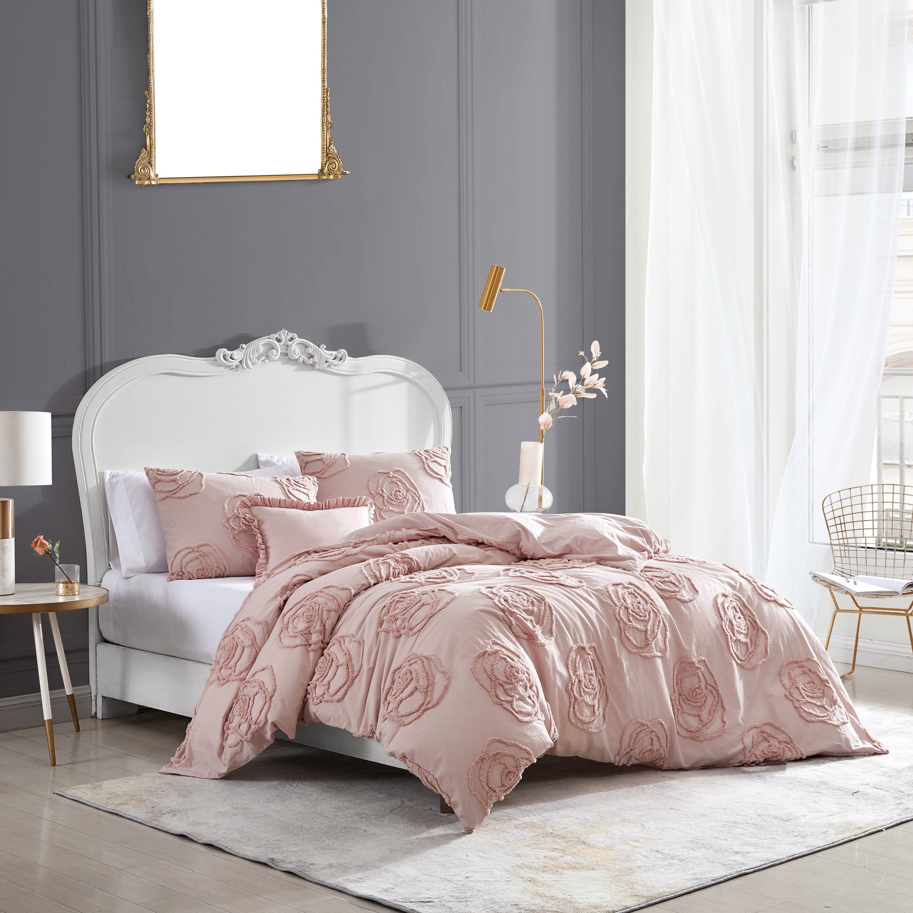 Betsey Johnson Rambling Rose Pink Twin Duvet Cover Bonus Set